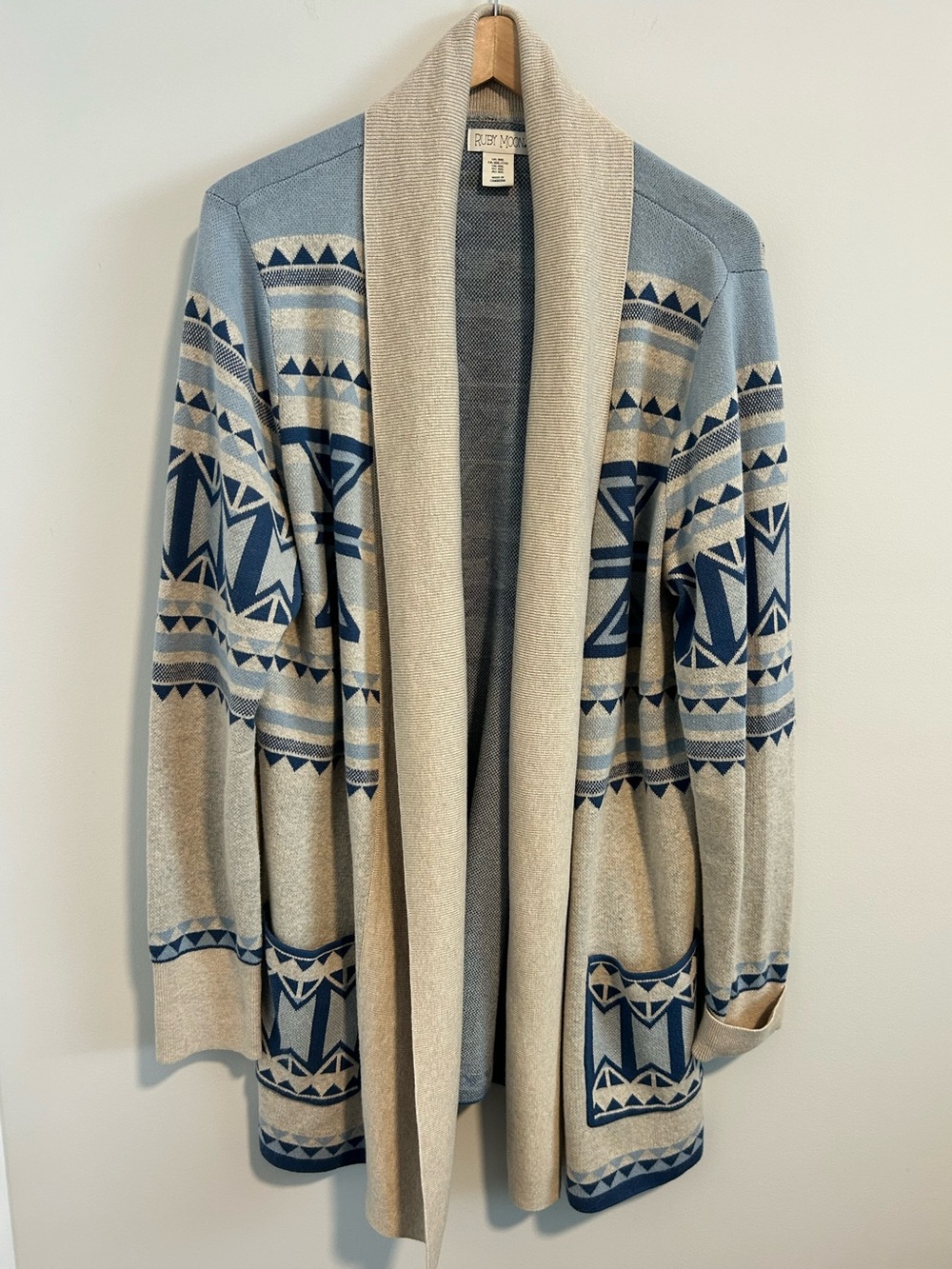 Ruby Moon Southwestern Aztec Longline 100% Cotton Cardigan, Size XXL